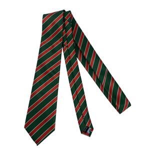 Frederick Thomas Designer Mens Tie Red & Green Striped Xmas 58”x3.5”